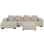 4-Sitzer Ecksofa Cord beige rechtsseitig mit Ottomane LUNGO