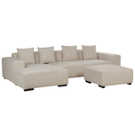 4-Sitzer Ecksofa Cord beige rechtsseitig mit Ottomane LUNGO