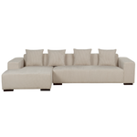 4-Sitzer Ecksofa Cord beige rechtsseitig mit Ottomane LUNGO