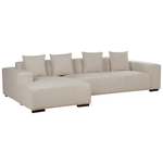 4-Sitzer Ecksofa Cord beige rechtsseitig mit Ottomane LUNGO