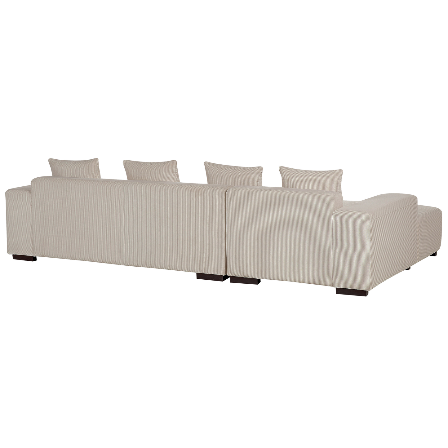4-Sitzer Ecksofa Cord beige rechtsseitig mit Ottomane LUNGO