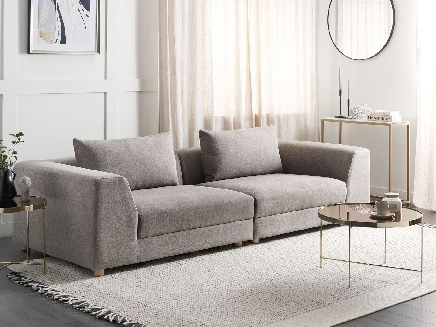 3-Sitzer Sofa braun mit Kissen LERMON