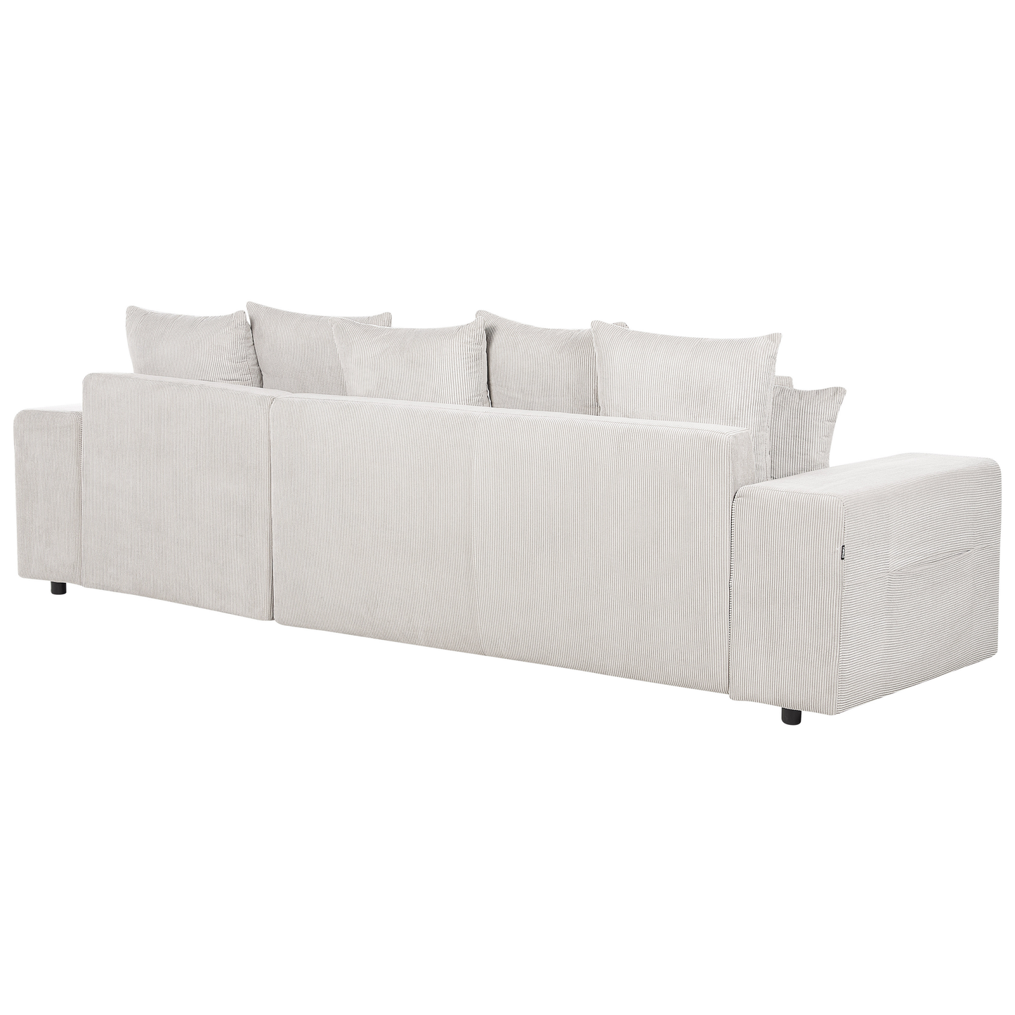 3-Sitzer Ecksofa Cord hellbeige linksseitig mit Schlaffunktion Stauraum LUSPA