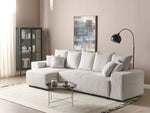 3-Sitzer Ecksofa Cord hellbeige rechtsseitig mit Schlaffunktion Stauraum LUSPA