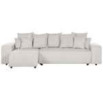 3-Sitzer Ecksofa Cord hellbeige rechtsseitig mit Schlaffunktion Stauraum LUSPA
