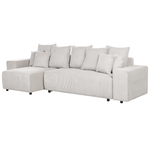 3-Sitzer Ecksofa Cord hellbeige rechtsseitig mit Schlaffunktion Stauraum LUSPA