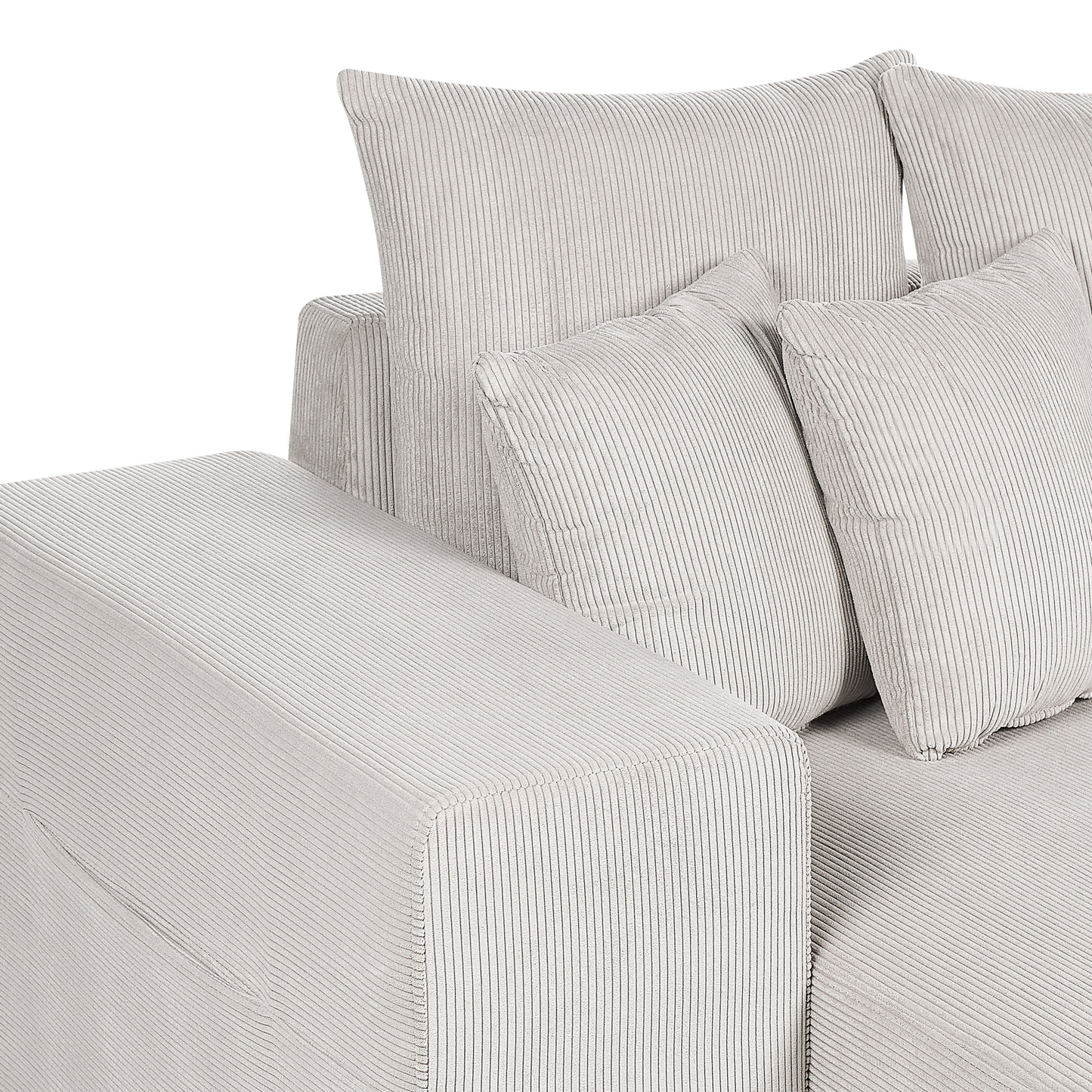 3-Sitzer Ecksofa Cord hellbeige rechtsseitig mit Schlaffunktion Stauraum LUSPA