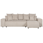 3-Sitzer Ecksofa Cord taupe linksseitig mit Schlaffunktion Stauraum LUSPA