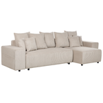 3-Sitzer Ecksofa Cord taupe linksseitig mit Schlaffunktion Stauraum LUSPA