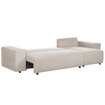 3-Sitzer Ecksofa Cord taupe linksseitig mit Schlaffunktion Stauraum LUSPA