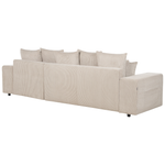 3-Sitzer Ecksofa Cord taupe linksseitig mit Schlaffunktion Stauraum LUSPA