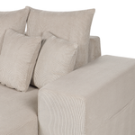 3-Sitzer Ecksofa Cord taupe linksseitig mit Schlaffunktion Stauraum LUSPA