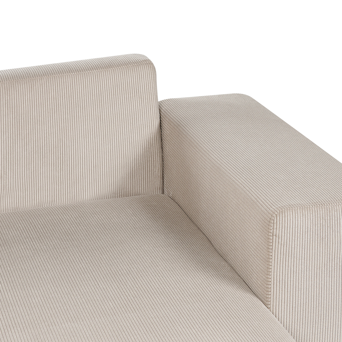 3-Sitzer Ecksofa Cord taupe linksseitig mit Schlaffunktion Stauraum LUSPA
