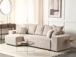 3-Sitzer Ecksofa Cord taupe rechtsseitig mit Schlaffunktion Stauraum LUSPA