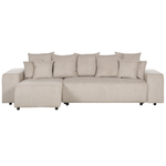 3-Sitzer Ecksofa Cord taupe rechtsseitig mit Schlaffunktion Stauraum LUSPA