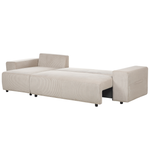 3-Sitzer Ecksofa Cord taupe rechtsseitig mit Schlaffunktion Stauraum LUSPA
