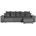 3-Sitzer Ecksofa Cord dunkelgrau linksseitig mit Schlaffunktion Stauraum LUSPA