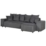 3-Sitzer Ecksofa Cord dunkelgrau linksseitig mit Schlaffunktion Stauraum LUSPA