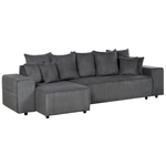 3-Sitzer Ecksofa Cord dunkelgrau rechtsseitig mit Schlaffunktion Stauraum LUSPA