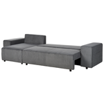 3-Sitzer Ecksofa Cord dunkelgrau rechtsseitig mit Schlaffunktion Stauraum LUSPA