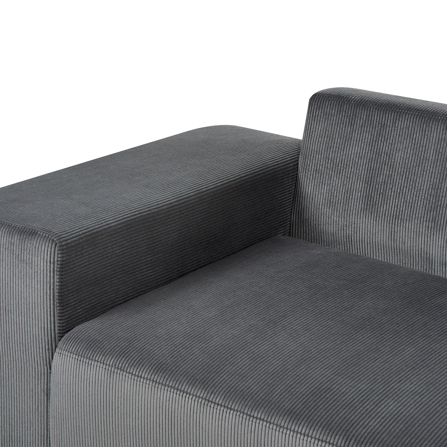 3-Sitzer Ecksofa Cord dunkelgrau rechtsseitig mit Schlaffunktion Stauraum LUSPA