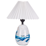 Tischlampe 2er Set Keramik weiss / blau 35 cm Kegelform GENFEL