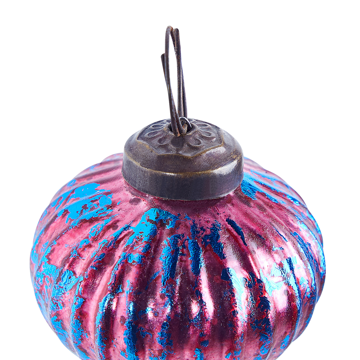 Weihnachtskugel 6er Set Glas rosa / blau Antik-Optik ASTRALE