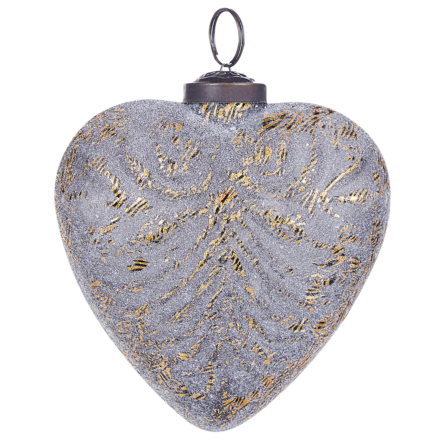 Weihnachtskugel 4er Set Glas grau Antik-Optik Herzform FERIABLE