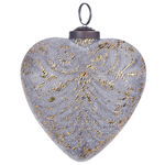 Weihnachtskugel 4er Set Glas grau Antik-Optik Herzform FERIABLE