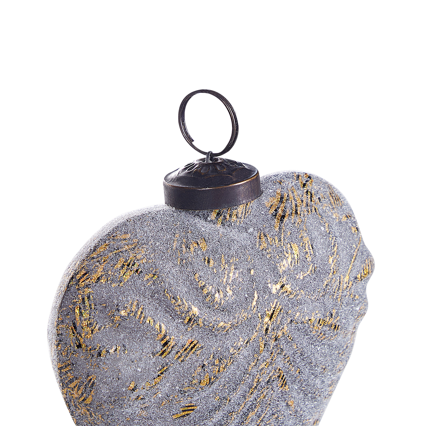 Weihnachtskugel 4er Set Glas grau Antik-Optik Herzform FERIABLE