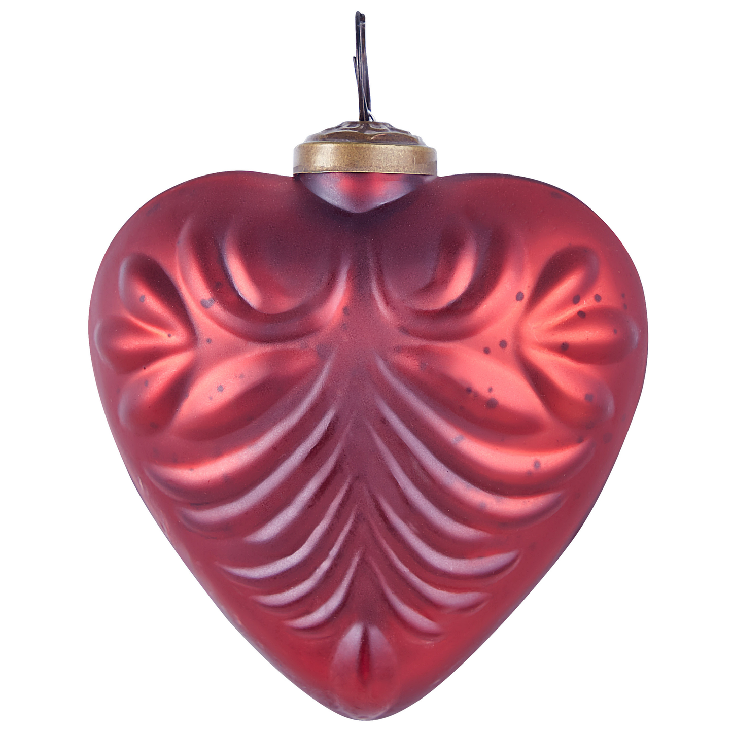 Weihnachtskugel 4er Set Glas rot Antik-Optik Herzform FERIABLE