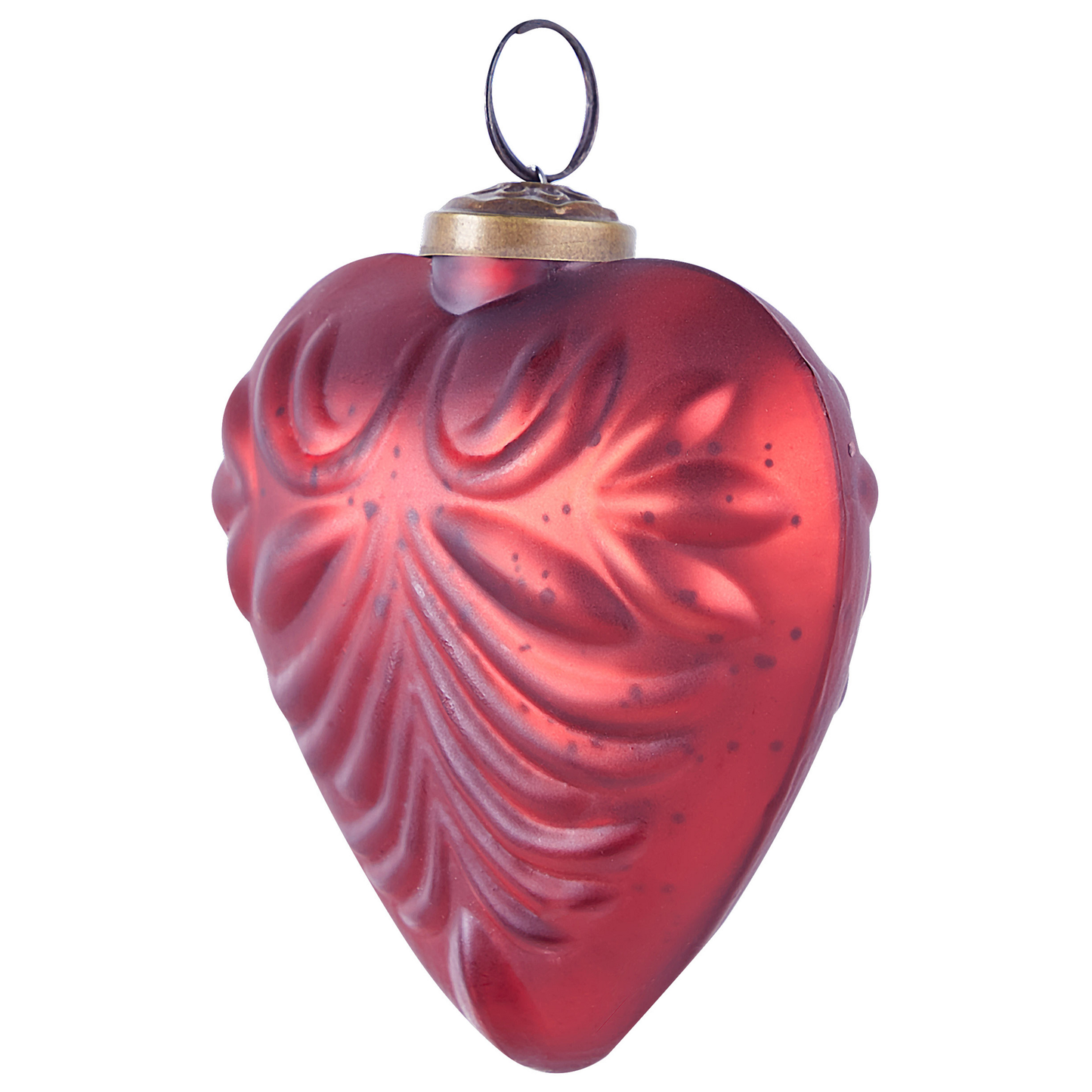 Weihnachtskugel 4er Set Glas rot Antik-Optik Herzform FERIABLE