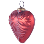 Weihnachtskugel 4er Set Glas rot Antik-Optik Herzform FERIABLE