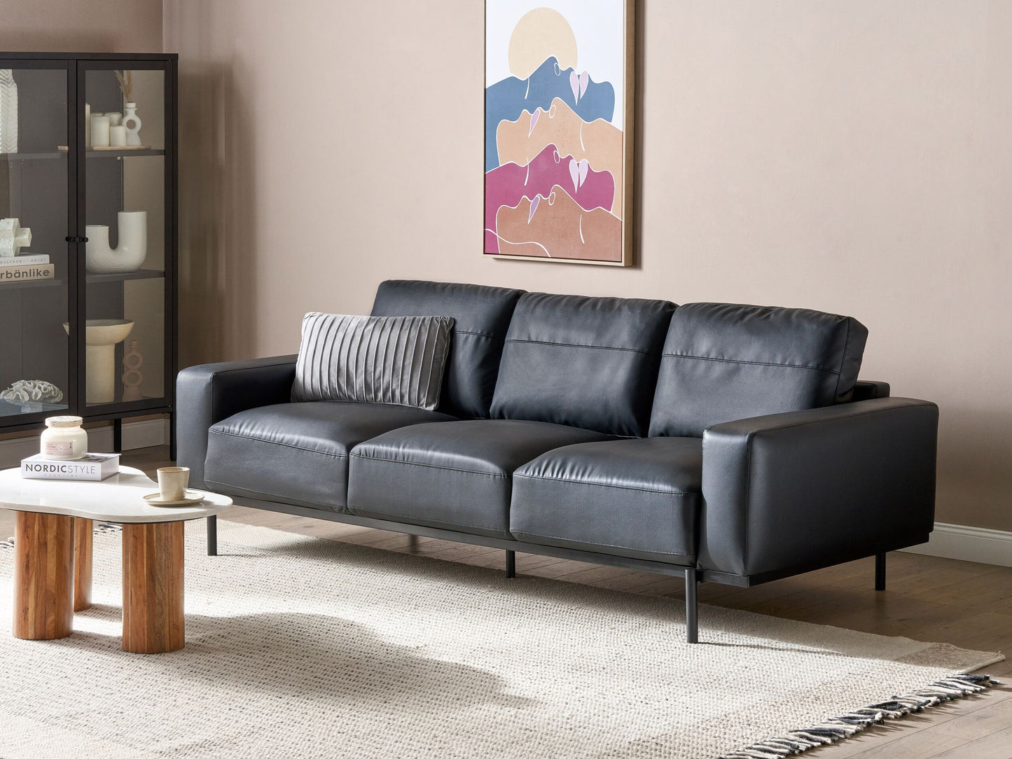 3-Sitzer Sofa Kunstleder schwarz SOVIK