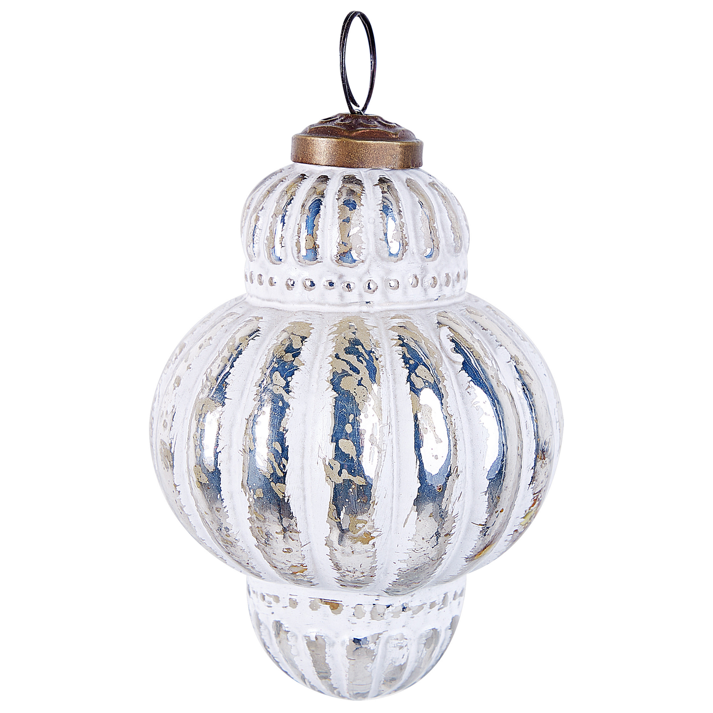 Weihnachtskugel 6er Set Glas silber / weiss Antik-Optik CREMEUX