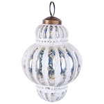 Weihnachtskugel 6er Set Glas silber / weiss Antik-Optik CREMEUX