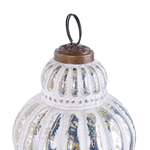 Weihnachtskugel 6er Set Glas silber / weiss Antik-Optik CREMEUX