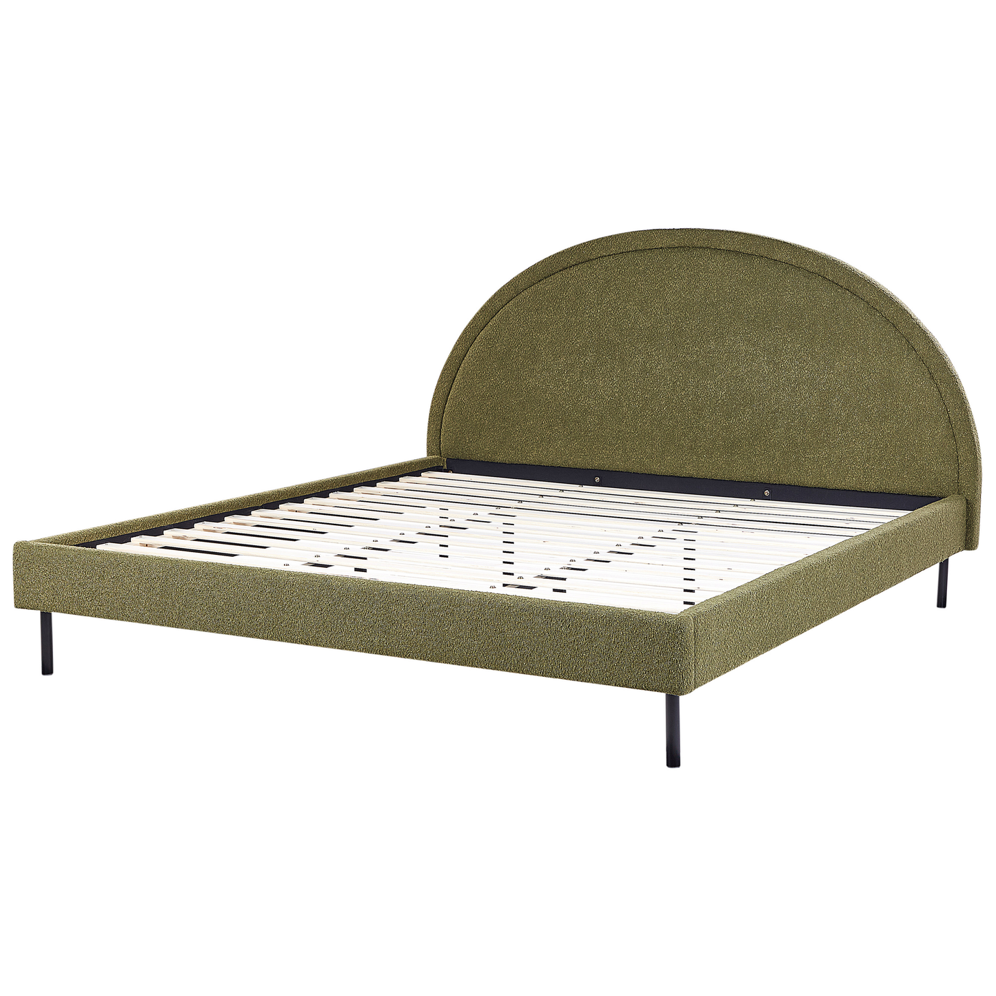 Bett mit Lattenrost Bouclé MARGUT 180 x 200 cm Olivgrün