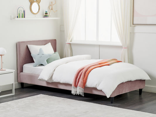 Bett mit Lattenrost Samtstoff FITOU 90 x 200 cm Rosa