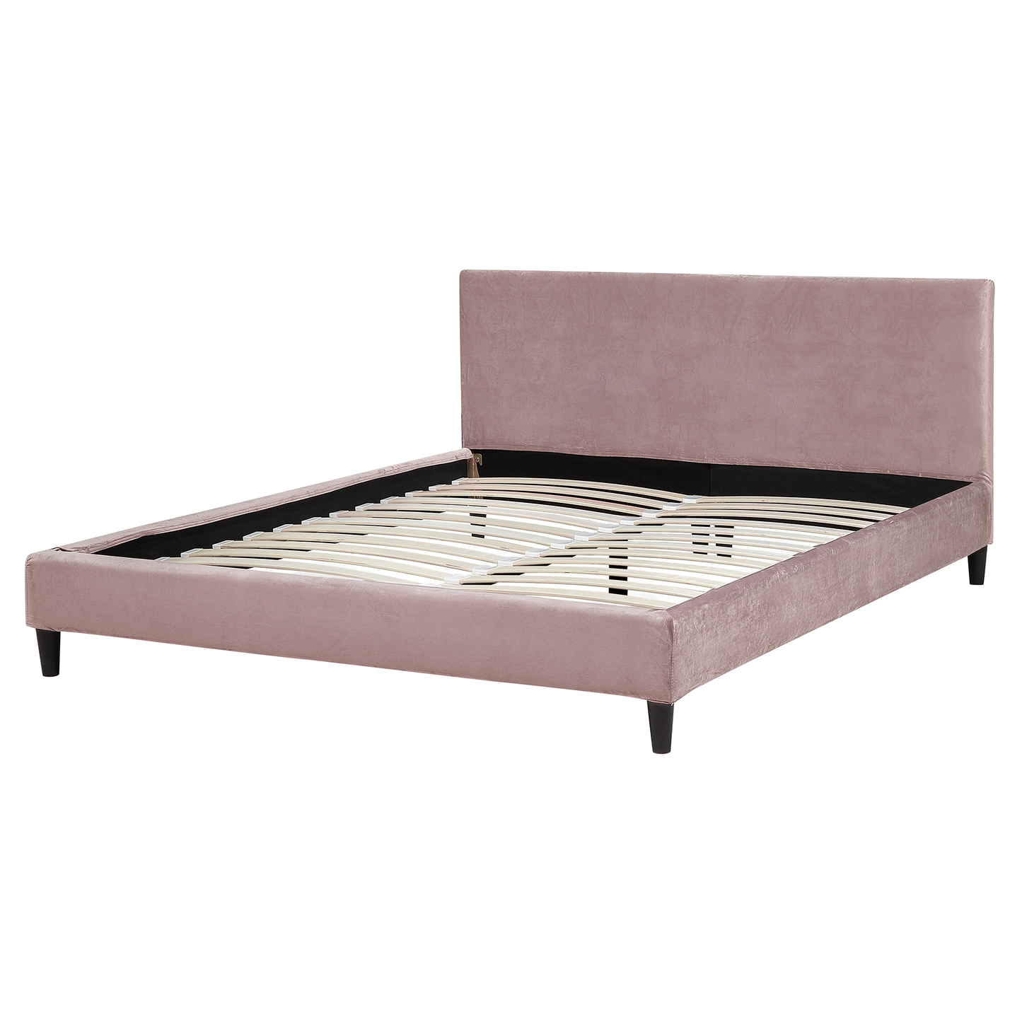 Bett mit Lattenrost Samtstoff FITOU 160 x 200 cm Rosa