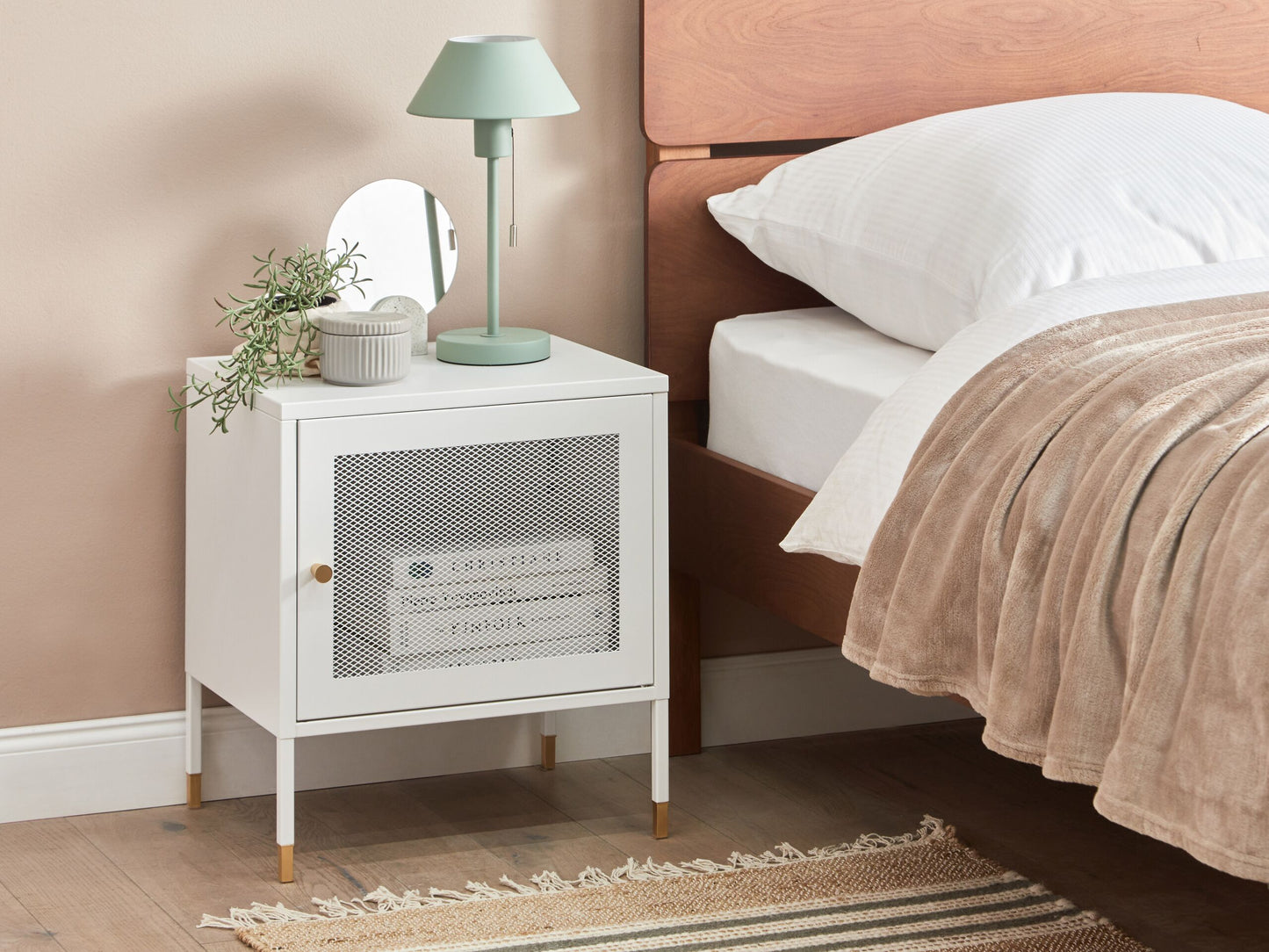 Nachttisch OSSETT Metall Weiss