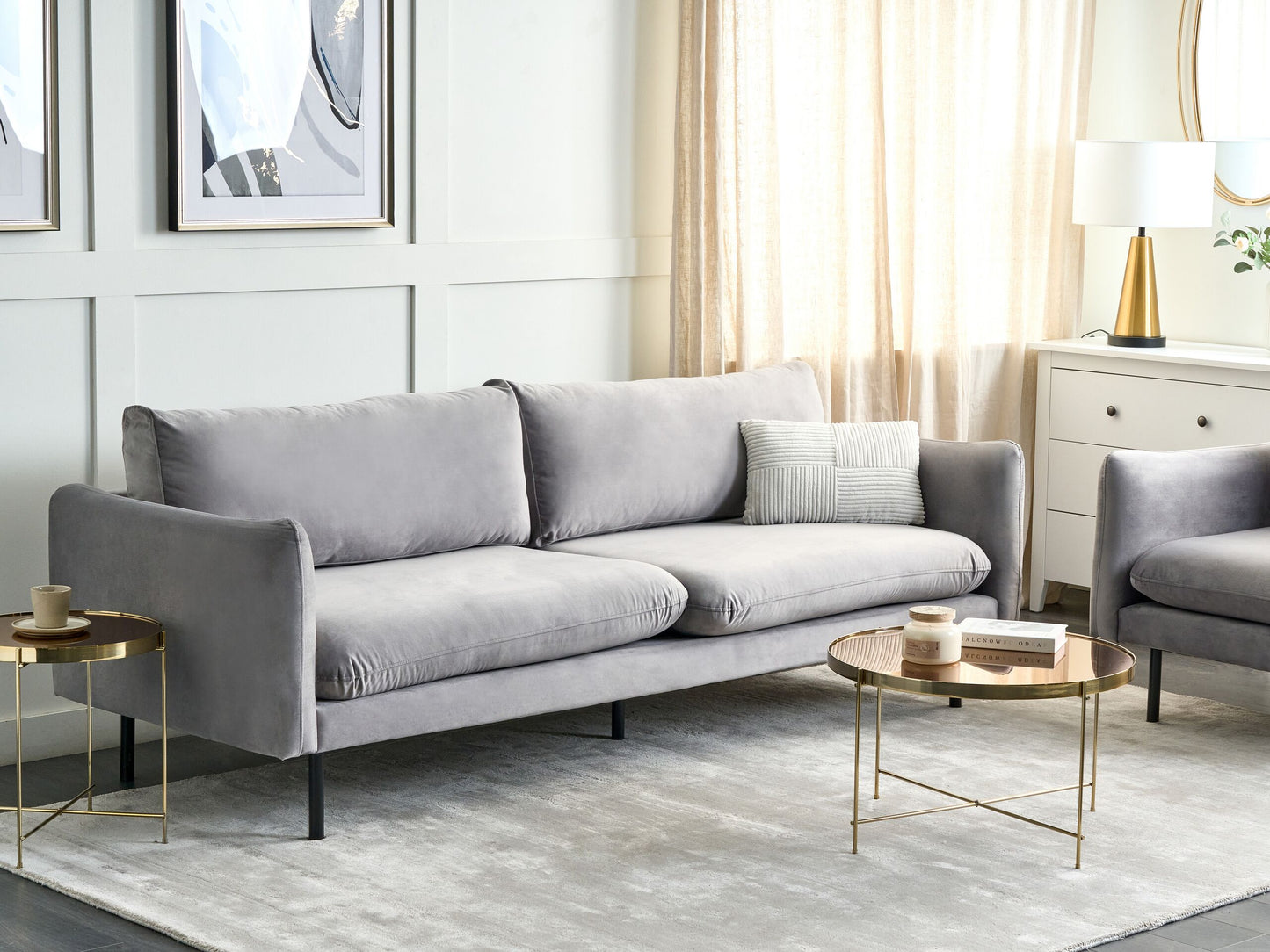 3-Sitzer Sofa Samtstoff grau VINTERBRO