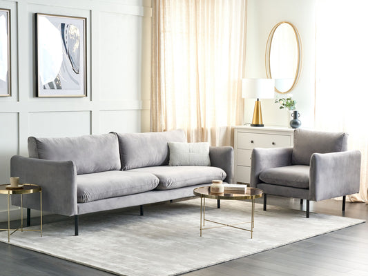 Sofa Set Samtstoff grau 4-Sitzer VINTERBRO