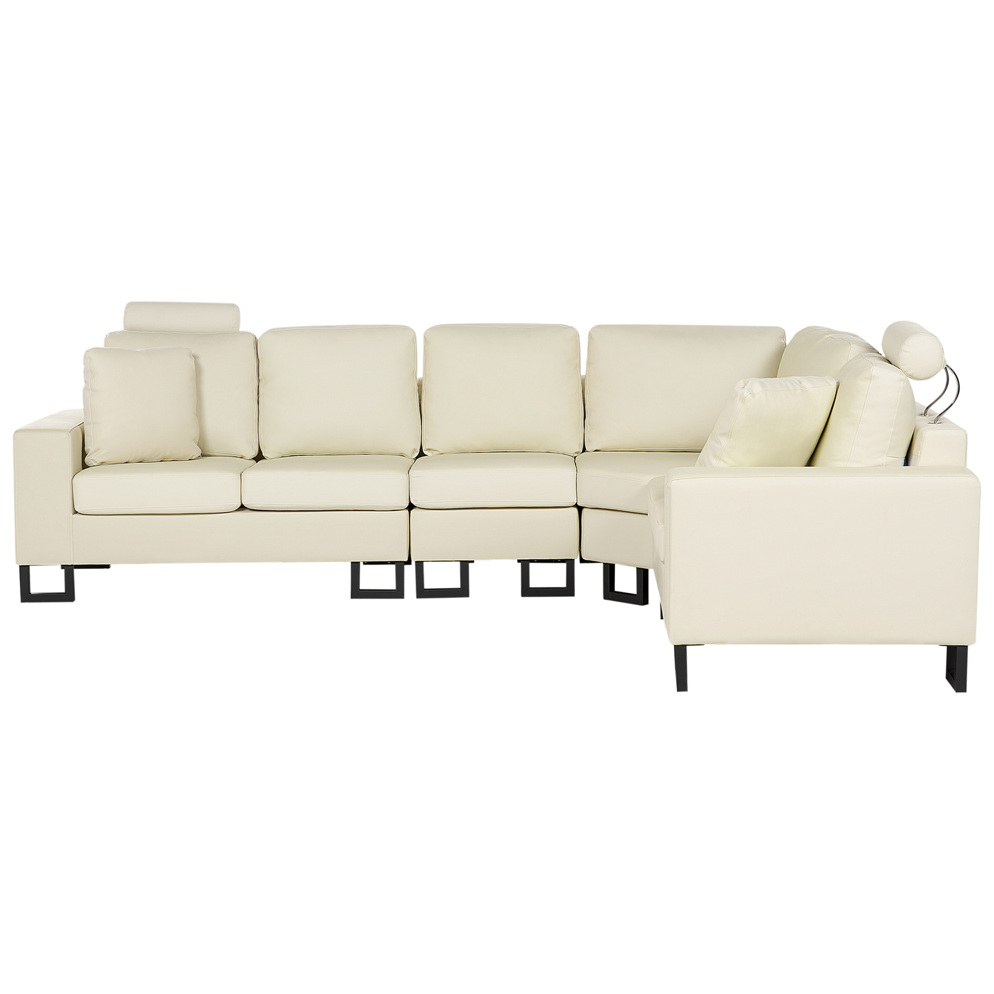 6-Sitzer Ecksofa Leder creme linksseitig STOCKHOLM II