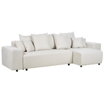3-Sitzer Ecksofa hellbeige linksseitig mit Schlaffunktion Stauraum LUSPA