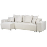 3-Sitzer Ecksofa hellbeige rechtsseitig mit Schlaffunktion Stauraum LUSPA