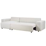 3-Sitzer Ecksofa hellbeige rechtsseitig mit Schlaffunktion Stauraum LUSPA