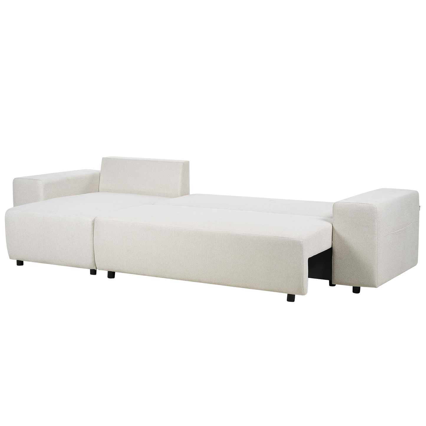 3-Sitzer Ecksofa hellbeige rechtsseitig mit Schlaffunktion Stauraum LUSPA