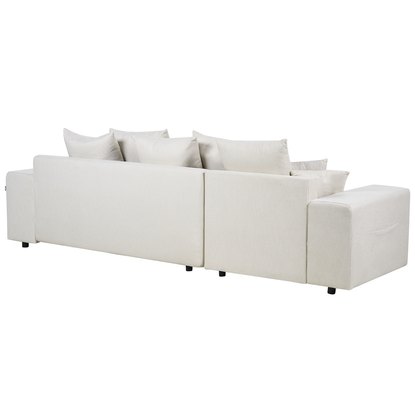 3-Sitzer Ecksofa hellbeige rechtsseitig mit Schlaffunktion Stauraum LUSPA