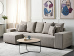 3-Sitzer Ecksofa taupe rechtsseitig mit Schlaffunktion Stauraum LUSPA